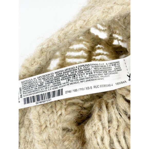 Zara XS/S Oversized Boxy Crochet Open Knit Sweater Top ~ Boho Festival NEW - Picture 7 of 10